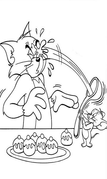 kolorowanka Tom i Jerry malowanka do wydruku z bajki dla dzieci, do pokolorowania kredkami, obrazek nr 25